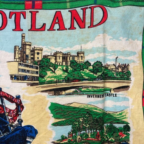 Vintage Scotland Linen Tea Towel Lot Of 4 Scotty Dog Bagpipes Lamont Scottish - Picture 8 of 16